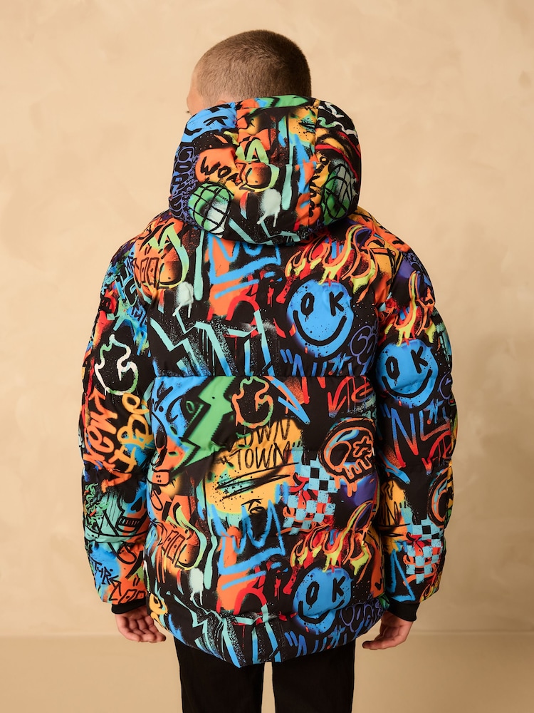 Buy Multicoloured Graffiti Shower Resistant Microfleece Lined