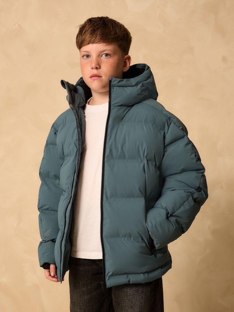 Teal Blue Shower Resistant Microfleece Lined Padded Coat (3-17yrs) - Image 4 of 4