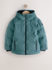 Teal Blue Shower Resistant Microfleece Lined Padded Coat (3-17yrs) - Image 5 of 9