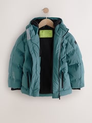 Teal Blue Shower Resistant Microfleece Lined Padded Coat (3-17yrs) - Image 6 of 9