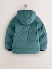 Teal Blue Shower Resistant Microfleece Lined Padded Coat (3-17yrs) - Image 7 of 9