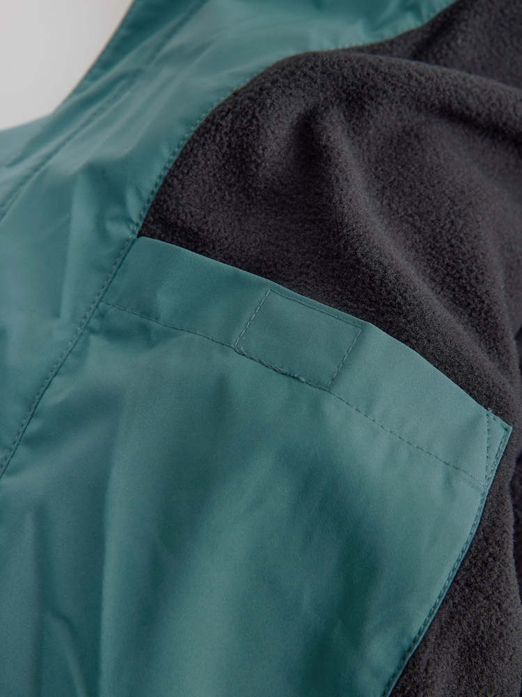 Teal Blue Shower Resistant Microfleece Lined Padded Coat (3-17yrs) - Image 9 of 9