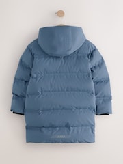 Blue Waterproof Long Line Fleece Lined Puffer Coat (3-17yrs) - Image 2 of 7