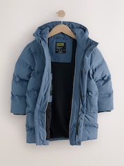 Blue Waterproof Long Line Fleece Lined Puffer Coat (3-17yrs) - Image 3 of 7