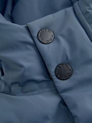 Blue Waterproof Long Line Fleece Lined Puffer Coat (3-17yrs) - Image 4 of 7