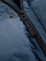 Blue Waterproof Long Line Fleece Lined Puffer Coat (3-17yrs) - Image 6 of 7