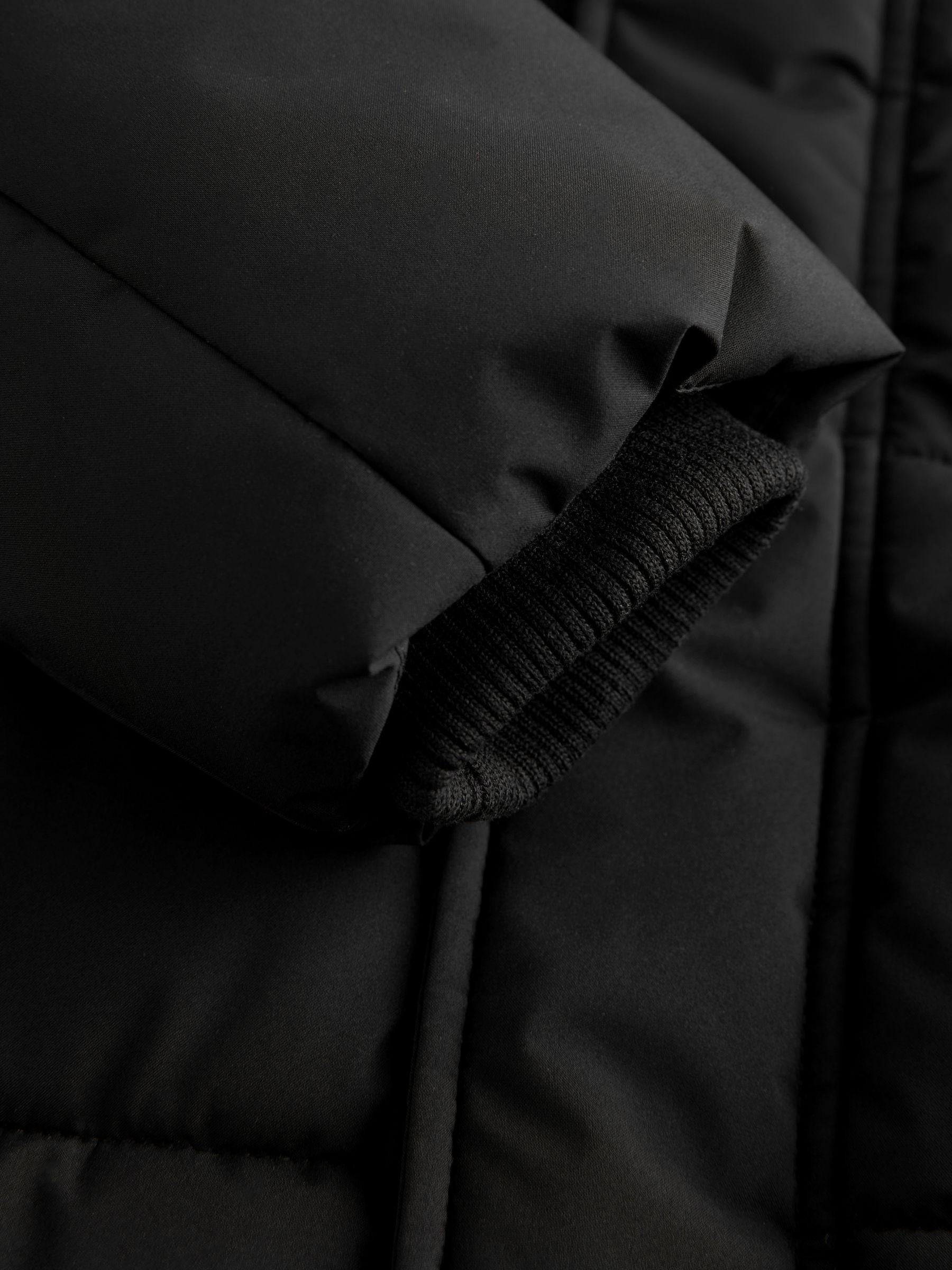 Buy Black Longline Shower Resistant Padded Coat (3-17yrs) from the