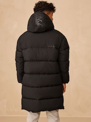 Black Longline Shower Resistant Padded Coat (3-17yrs) - Image 3 of 8
