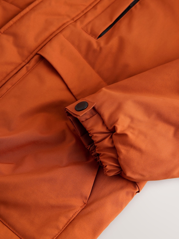 Orange Shower Resistant Fleece Lined Parka Coat (3-16yrs) - Image 10 of 10
