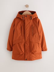 Orange Shower Resistant Fleece Lined Parka Coat (3-16yrs) - Image 5 of 10