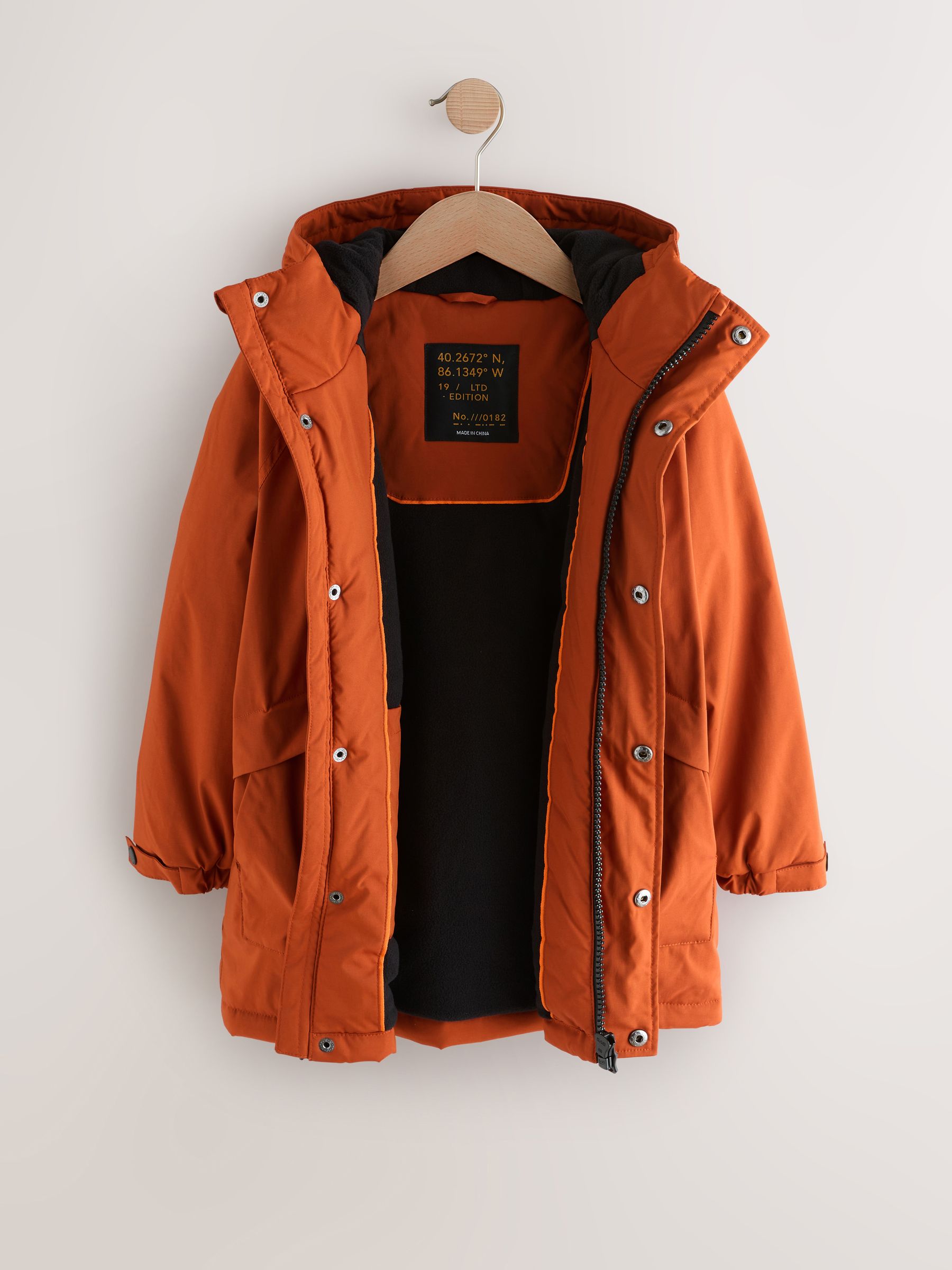 Buy Orange Shower Resistant Fleece Lined Parka Coat (3-16yrs) from