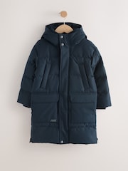 Navy Blue Long Line Padded Parka (3-16yrs) - Image 1 of 12