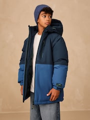 Blue Colourblock Waterproof Inner Wadded Coat (3-16yrs) - Image 4 of 13