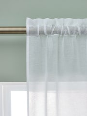 Catherine Lansfield White Countryside Floral Slot Top Voile Curtain Slot Header Panel - Image 2 of 4