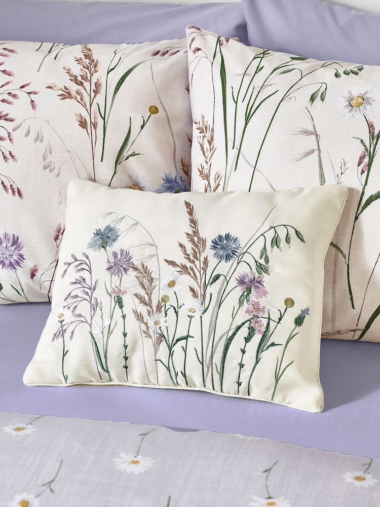Catherine Lansfield Grasmere Floral Embroidered Cushion - صورة 1 من 2