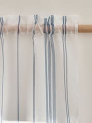 Catherine Lansfield White Harbour Stripe Slot Top Voile Curtain Slot Header Panel - Image 1 of 4