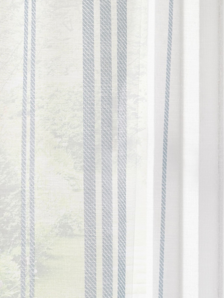 Catherine Lansfield White Harbour Stripe Slot Top Voile Curtain Slot Header Panel - Image 4 of 4