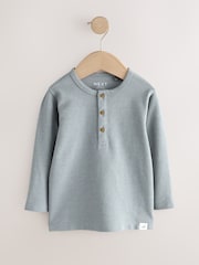 Blue Long Sleeve Henley Neck T-Shirt (3mths-7yrs) - Image 1 of 4