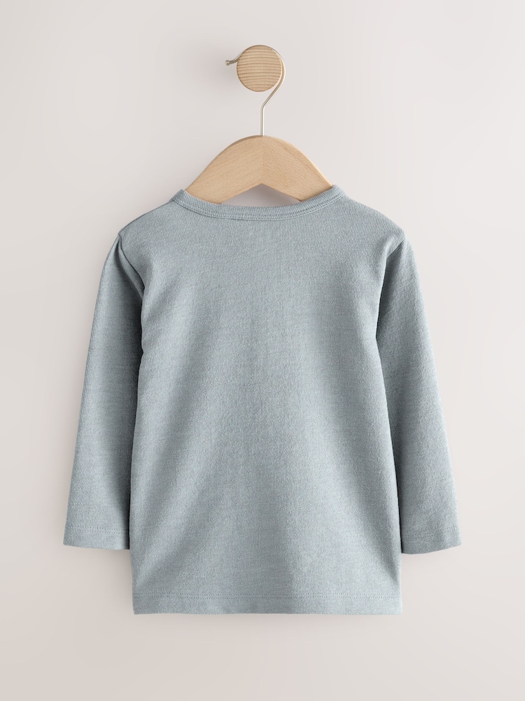 Blue Long Sleeve Henley Neck T-Shirt (3mths-7yrs) - Image 2 of 4