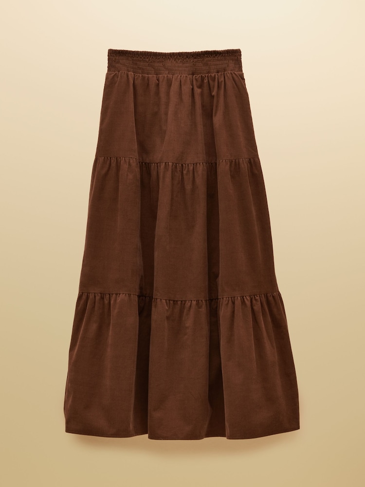 Joules Brown Cord Tiered Midi Skirt - Image 8 of 8 Joules Brown Cord Tiered Midi Skirt - Image 8 of 8