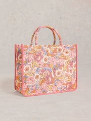 White Stuff Pink Jasmine Jacquard Tote Bag - Image 2 of 4