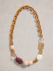 White Stuff Brown Amber Chunky Bead Necklace - Image 1 of 2