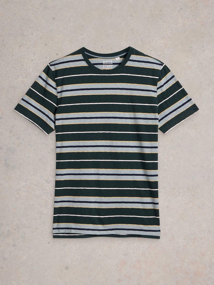 White Stuff Blue Abersoch Stripe Short Sleeve 100% Cotton T-Shirt - Image 3 of 6