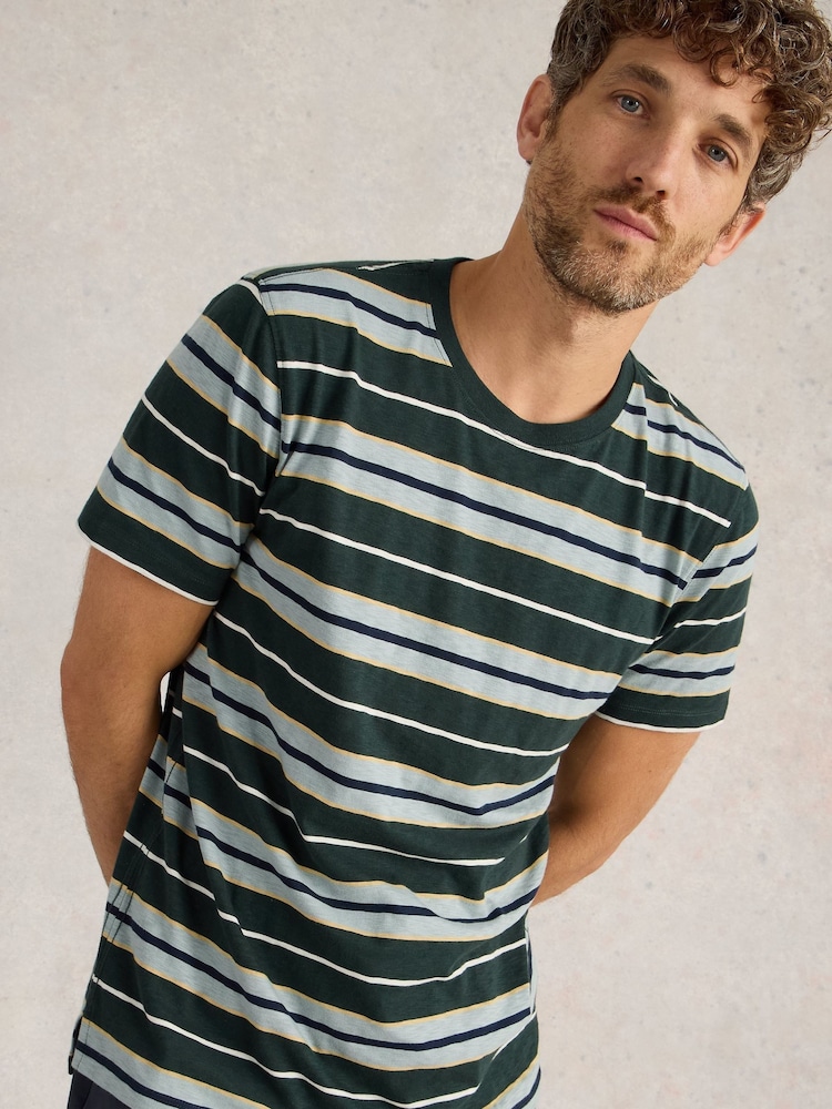 White Stuff Blue Abersoch Stripe Short Sleeve 100% Cotton T-Shirt - Image 4 of 6