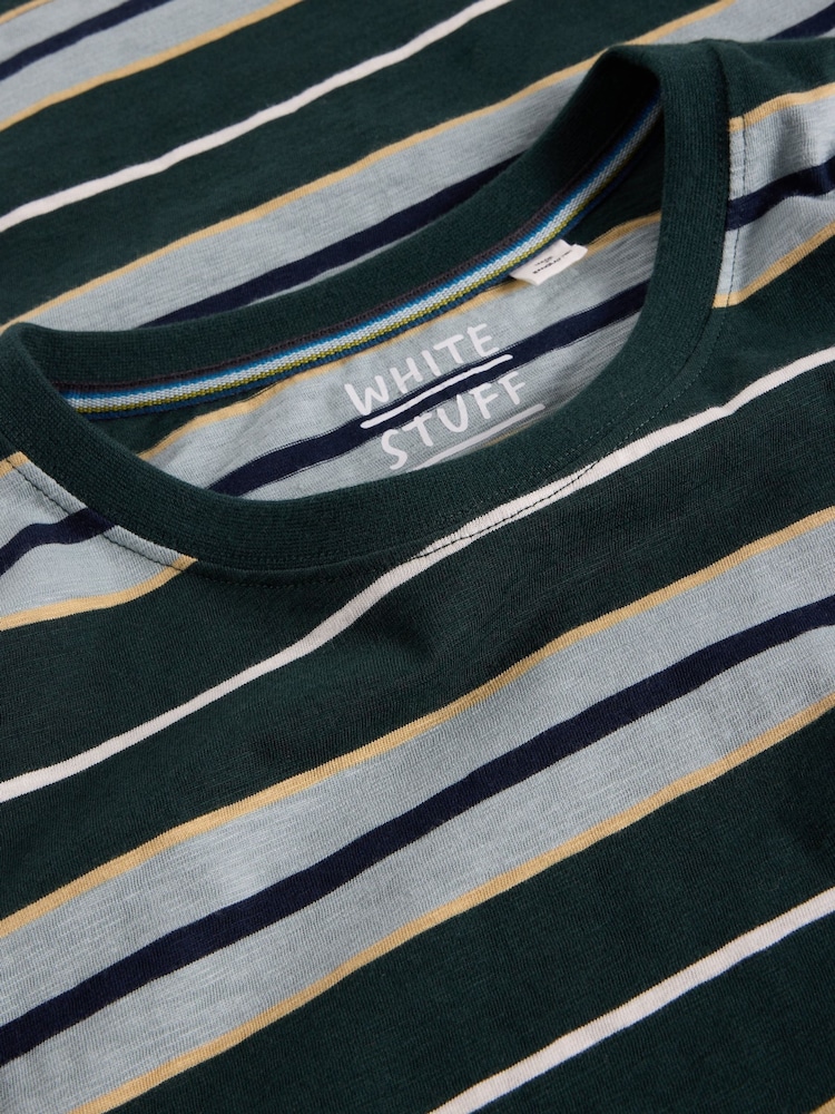 White Stuff Blue Abersoch Stripe Short Sleeve 100% Cotton T-Shirt - Image 5 of 6