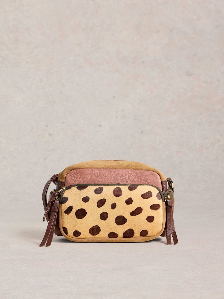 White Stuff Pink Leopard Print Lana Camera Bag - Image 1 of 4