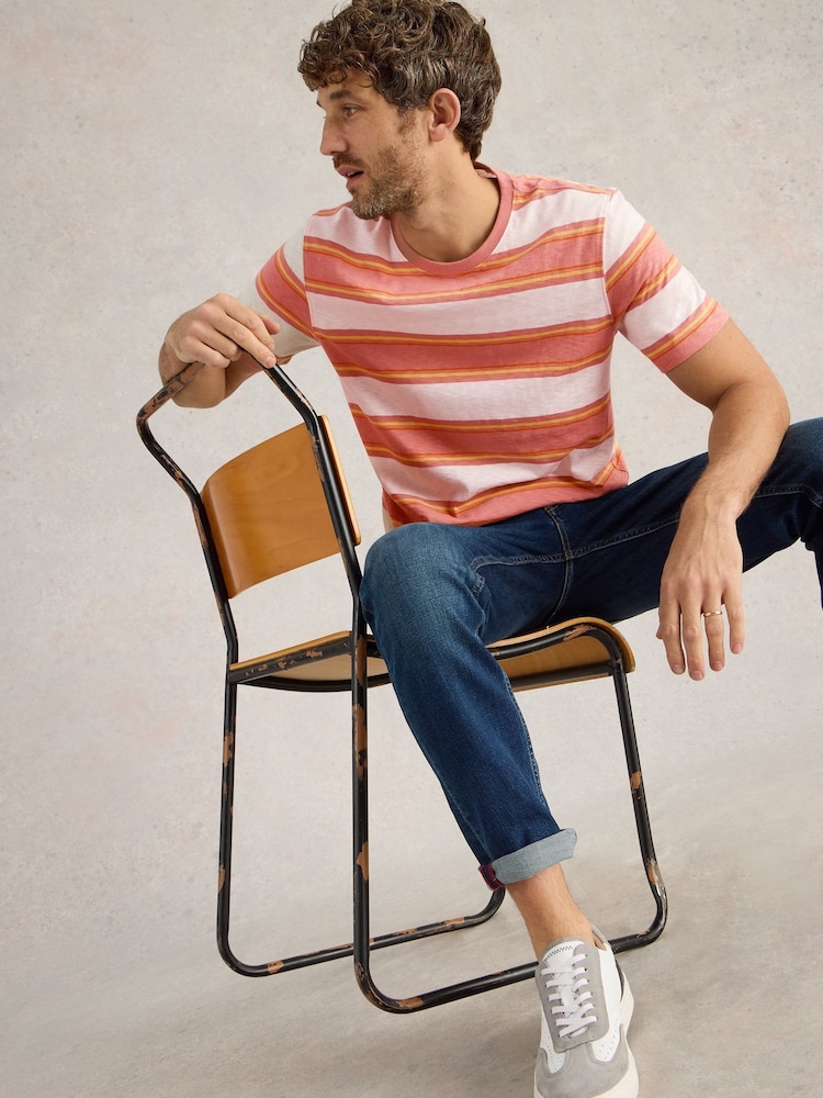 White Stuff White Abersoch Stripe Short Sleeve 100% Cotton T-Shirt - Image 1 of 6