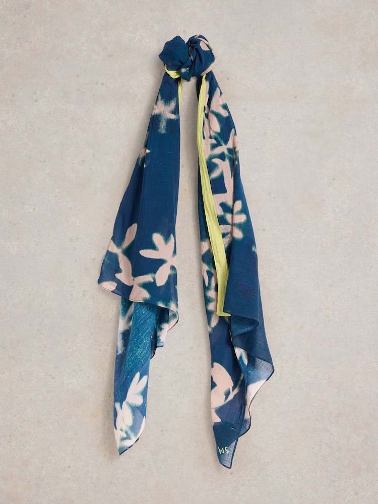 White Stuff Blue Cherry Blossom Scarf - Image 1 of 3