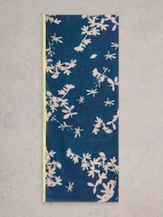 White Stuff Blue Cherry Blossom Scarf - Image 2 of 3