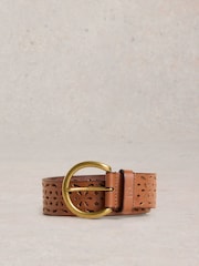White Stuff Brown Punch Out Floral Belt - Image 2 of 3