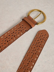 White Stuff Brown Punch Out Floral Belt - Image 3 of 3