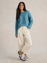 White Stuff Blue Jana Mix Stitch Jumper - Image 1 of 6