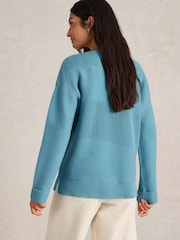White Stuff Blue Jana Mix Stitch Jumper - Image 2 of 6