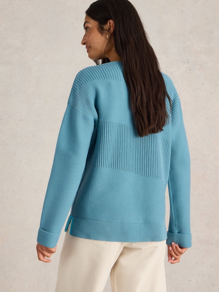 White Stuff Blue Jana Mix Stitch Jumper - Image 2 of 6