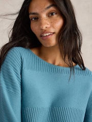 White Stuff Blue Jana Mix Stitch Jumper - Image 3 of 6