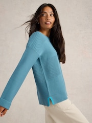 White Stuff Blue Jana Mix Stitch Jumper - Image 4 of 6