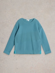 White Stuff Blue Jana Mix Stitch Jumper - Image 5 of 6