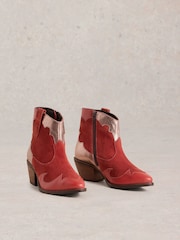 White Stuff Red Cherry Patchwork Ankle Boots - Image 2 of 4