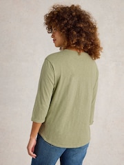 White Stuff Green Beth 3/4 Sleeve 100% Cotton Shirt - Image 2 of 6
