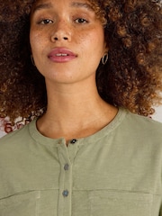 White Stuff Green Beth 3/4 Sleeve 100% Cotton Shirt - Image 4 of 6