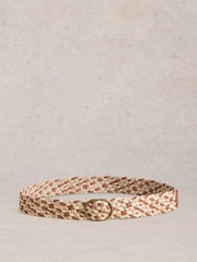 White Stuff Brown Leather Weave Belt - Image 1 of 3