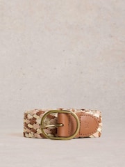 White Stuff Brown Leather Weave Belt - Image 2 of 3
