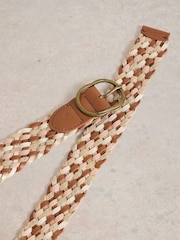 White Stuff Brown Leather Weave Belt - Image 3 of 3