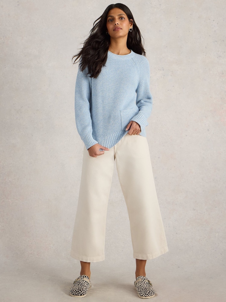 White Stuff Blue Bailey 100% Organic Cotton Jumper - Image 1 of 6