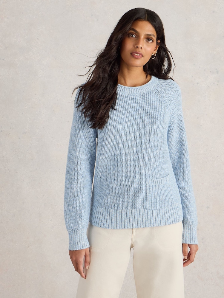 White Stuff Blue Bailey 100% Organic Cotton Jumper - Image 2 of 6