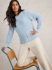 White Stuff Blue Bailey 100% Organic Cotton Jumper - Image 4 of 6